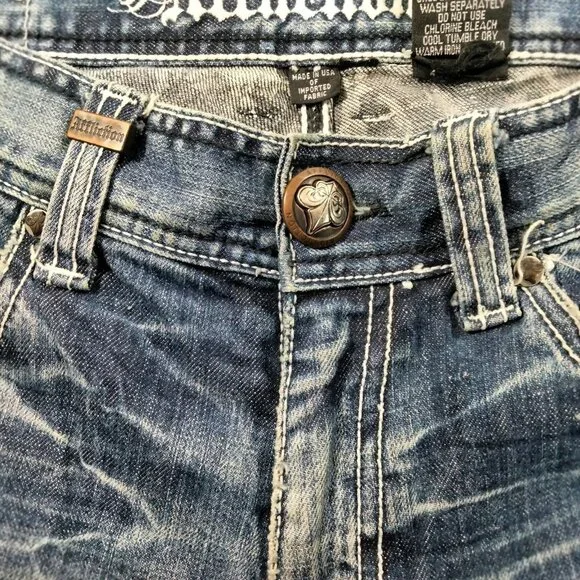 Affliction Denim Killers Men’s Jeans 34X32 Medium Wash Cross Goth Grunge Emo Y2K - Picture 9 of 9
